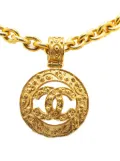 CHANEL Pre-Owned 1994 Gold Plated CC Round Pendant Necklace costume necklace