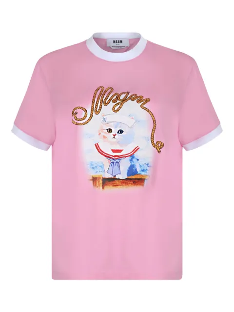 MSGM playera con gato estampado