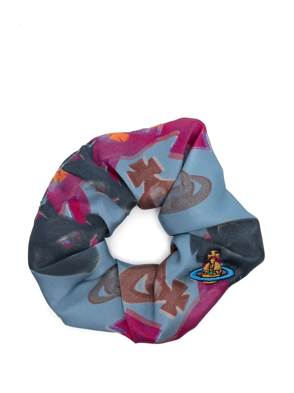 Vivienne Westwood Orb scrunchie met geborduurd logo Blauw
