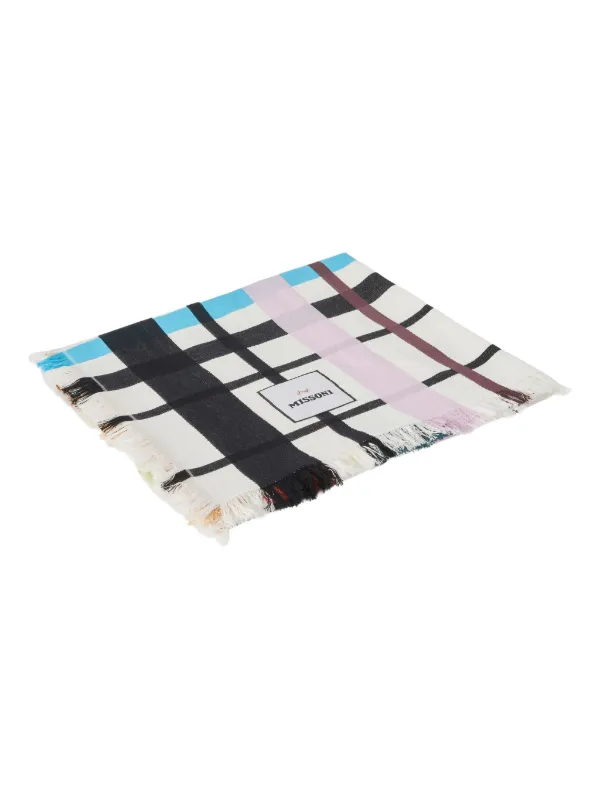 Missoni Home Scozzese Plaid-patterned Beach Towel in White