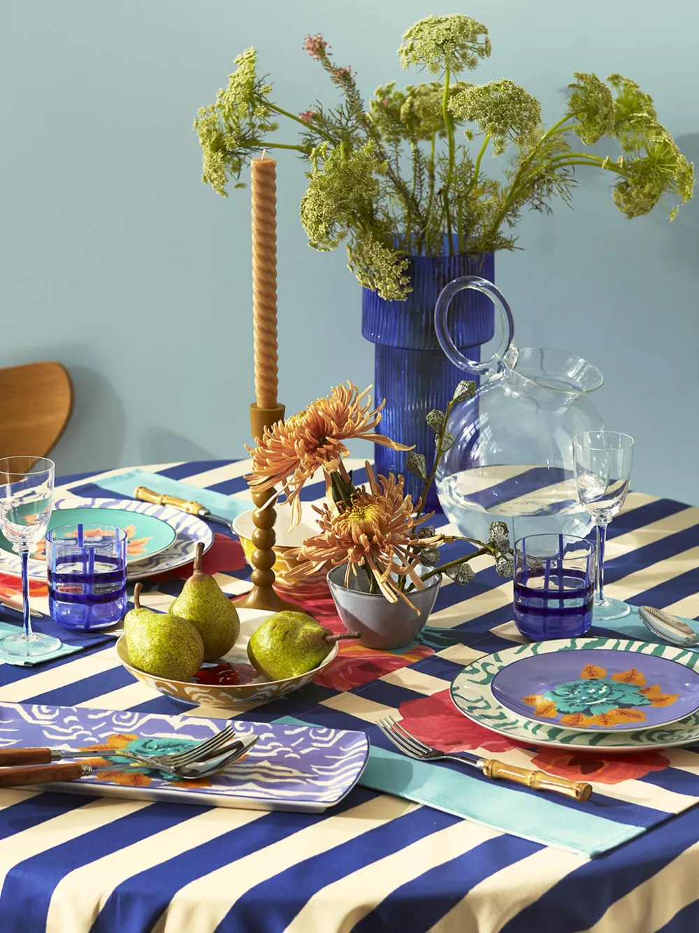 Lisa Corti Table Linens Blue Uni In Blue