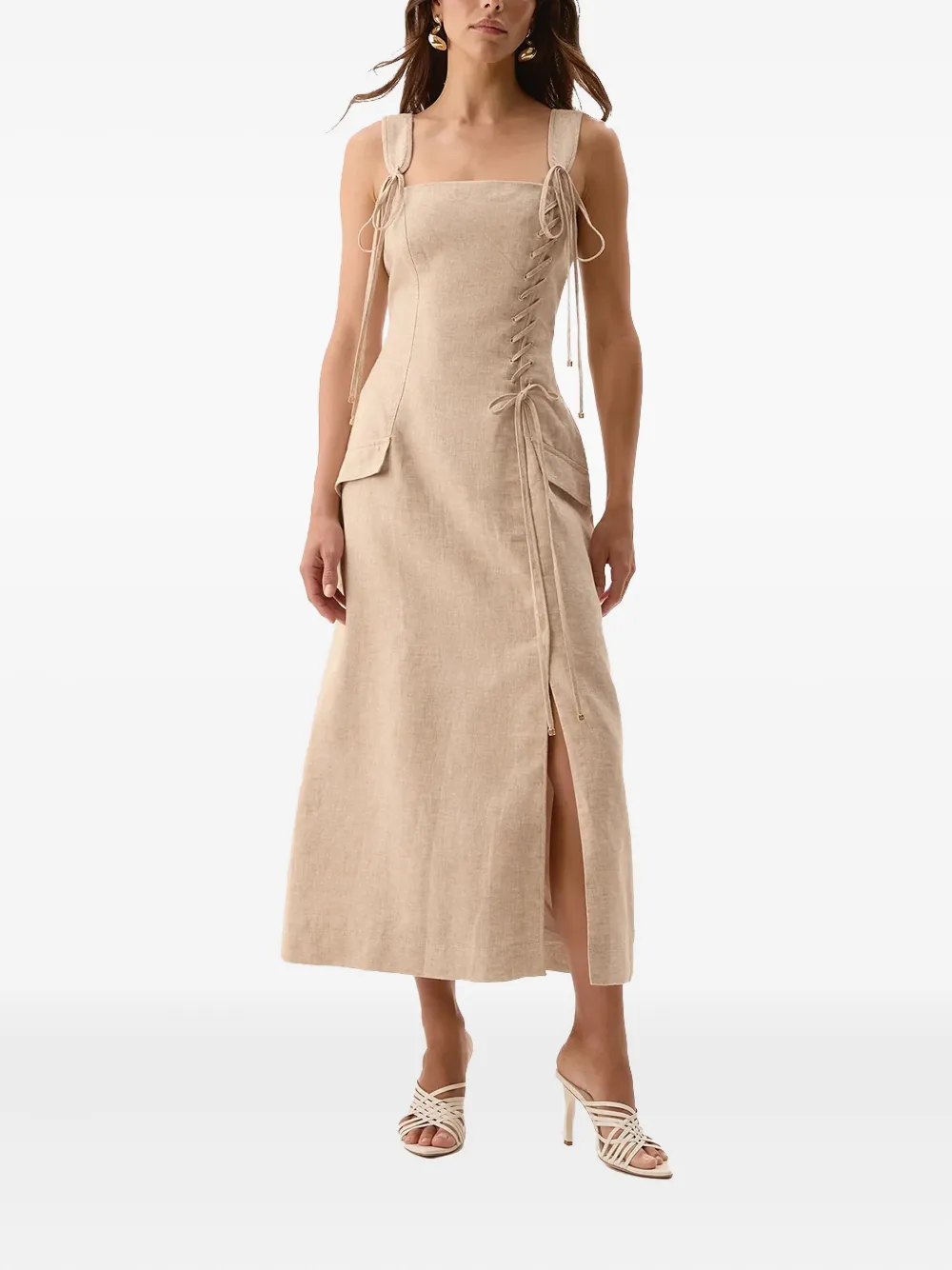 Aje Morgan lace-up maxi dress - Beige