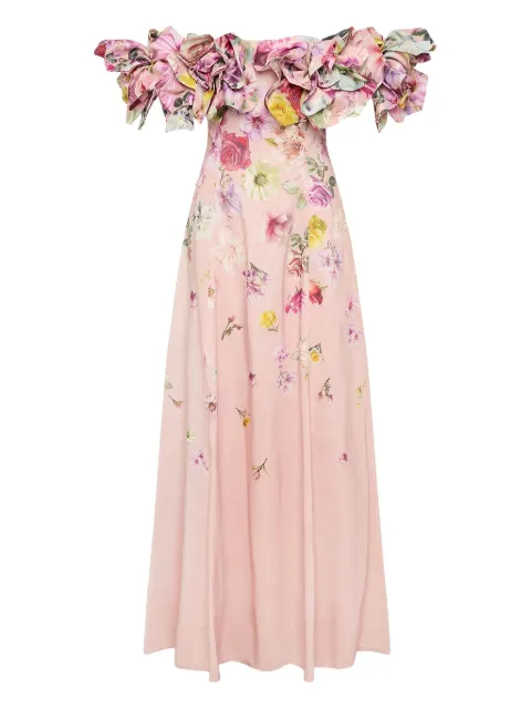 Aje Misha floral-print off-shoulder gown