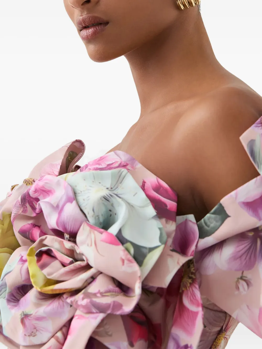 Aje Misha off-shoulder avondjurk met bloemenprint Roze