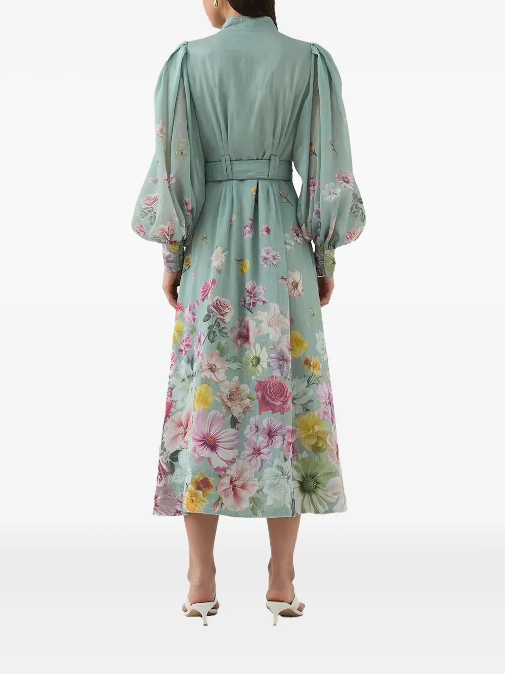 Aje Fleur jurk met ceintuur en bloemenprint Blauw
