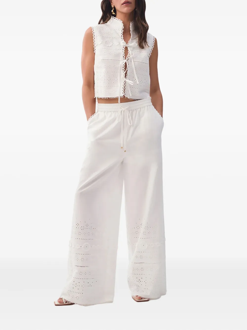 Aje Cloud embroidered trousers - Beige