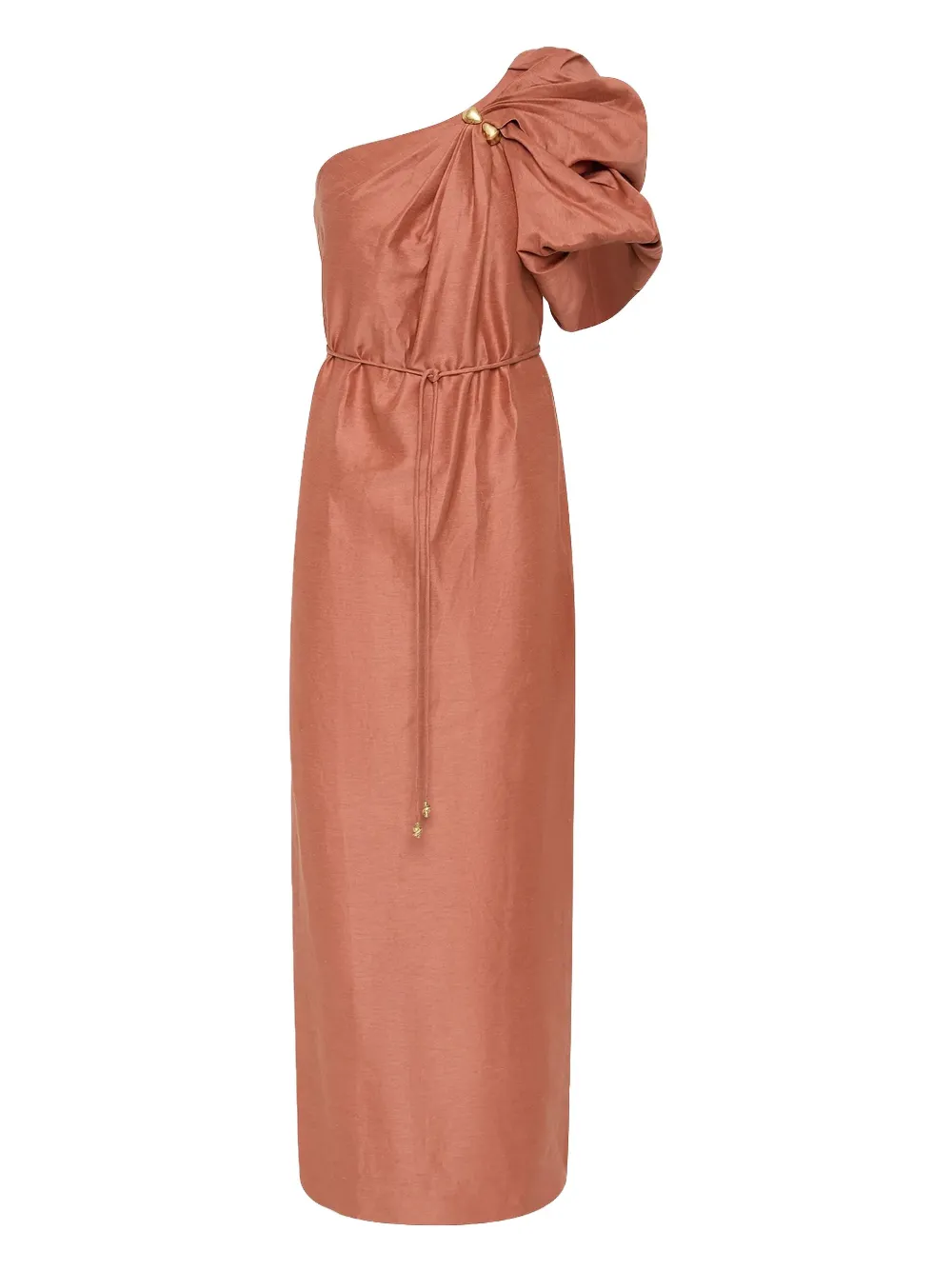 Aje Mina one-shoulder draped gown | Brown | Image 1