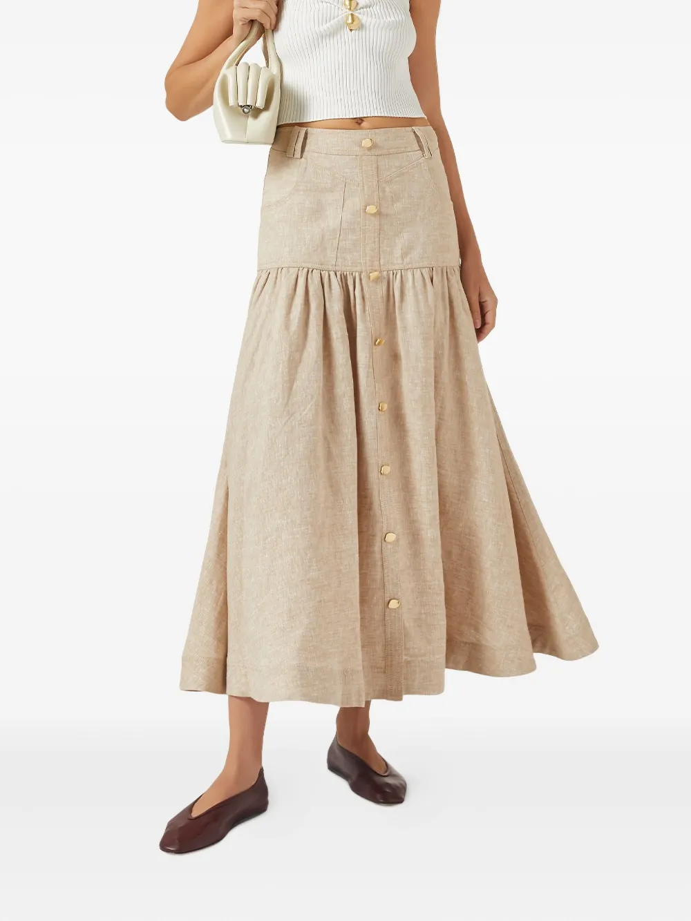 Aje Morgan button-front tiered skirt | A-Line Skirts | Image 2