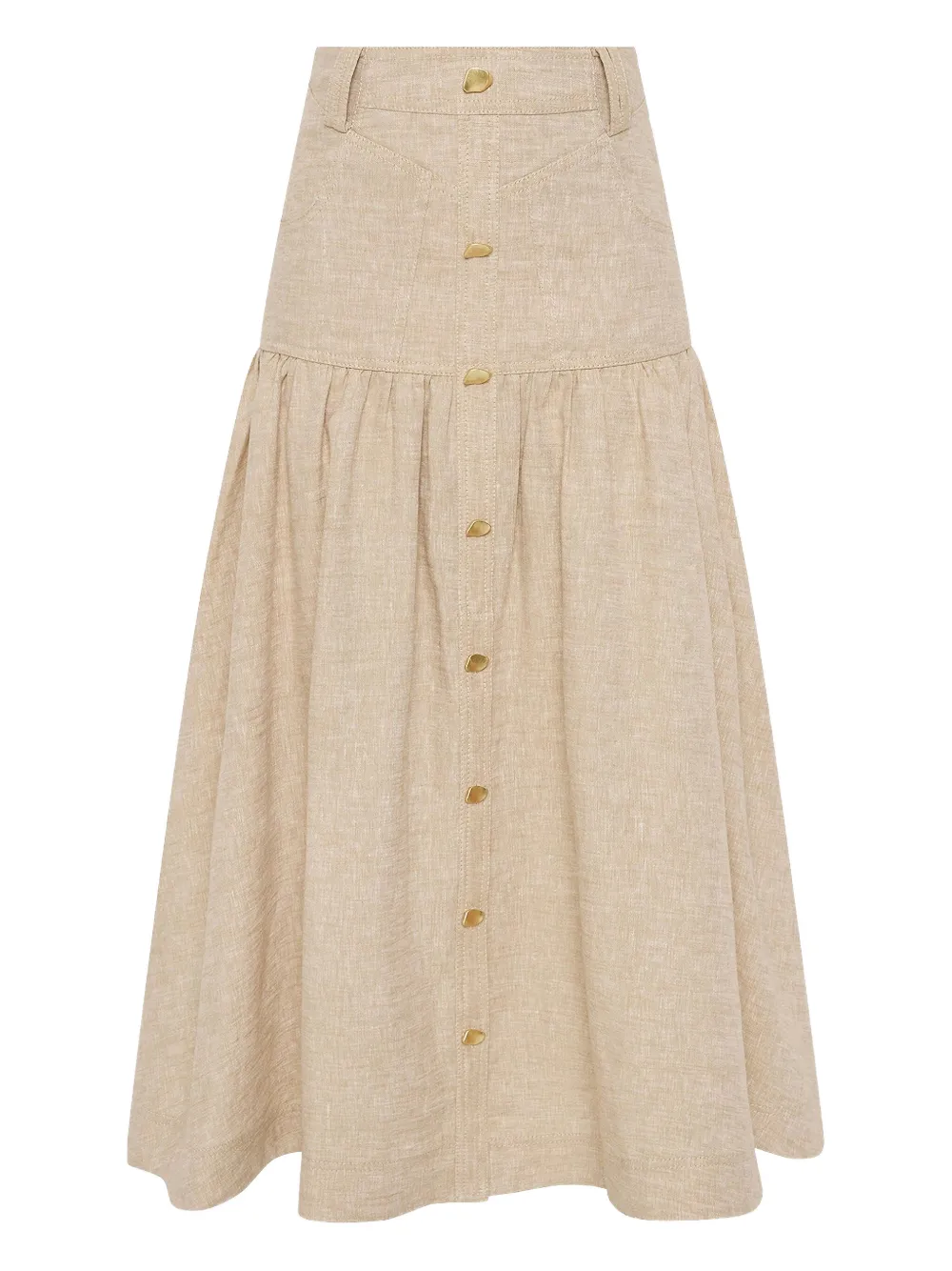 Aje Morgan button-front tiered skirt | Neutrals | Image 1