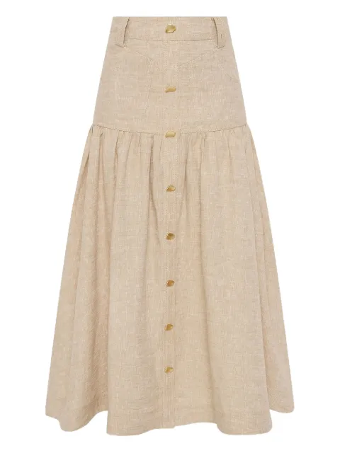 Aje Morgan button-front tiered skirt