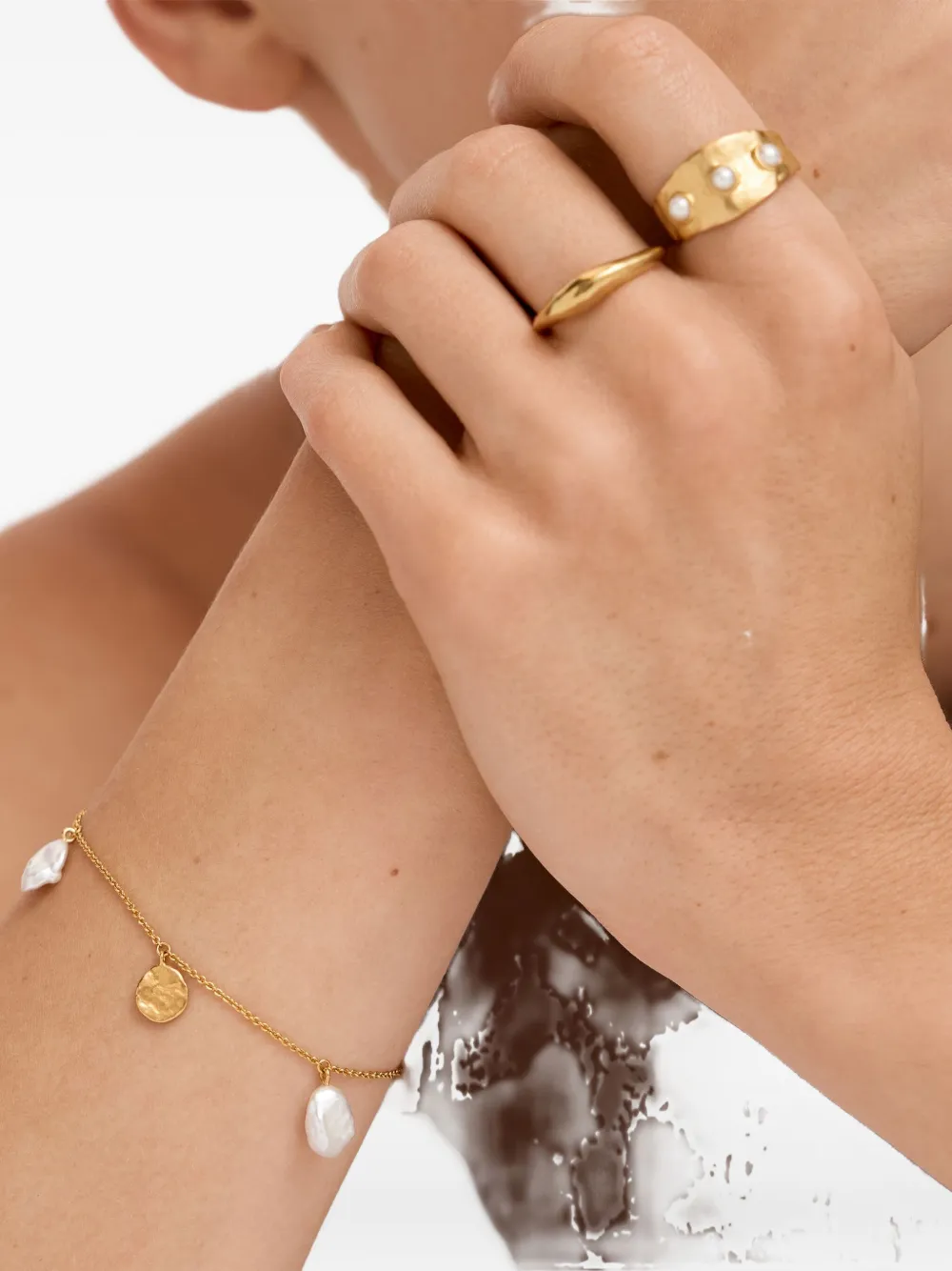 Monica Vinader Capri armband met parel - Goud