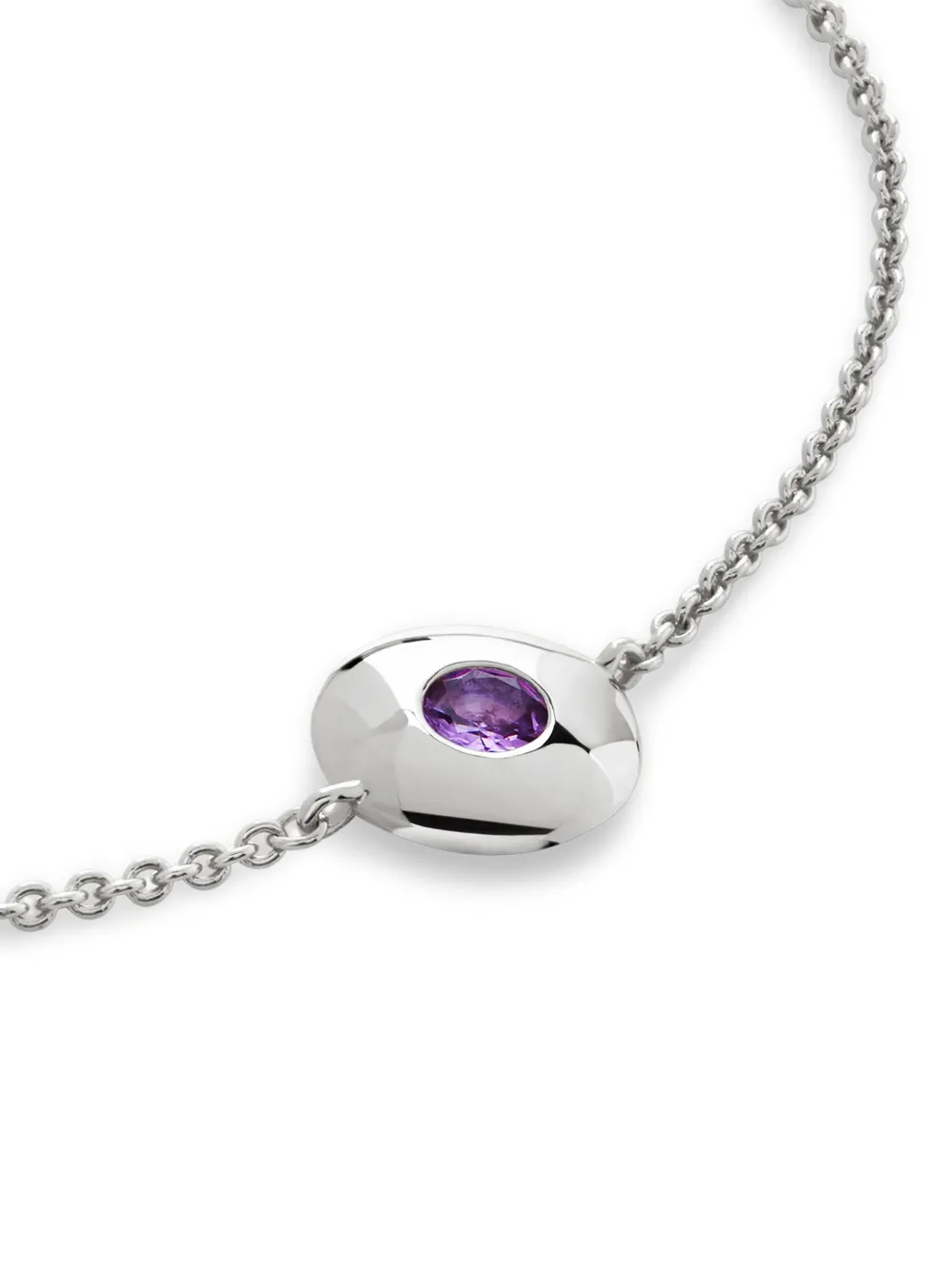 Monica Vinader Sterling Silver February Birthstone Chain Bracelet Amethyst In Metallic