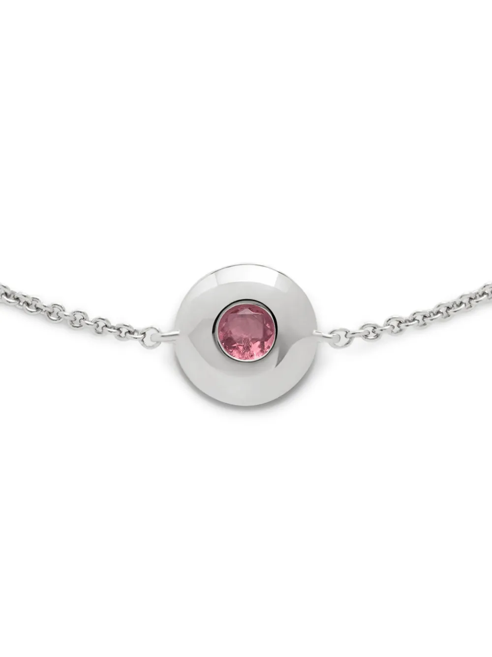 Monica Vinader Sterling Silver October Birthstone Chain Bracelet Pink Tourmaline In Metallic