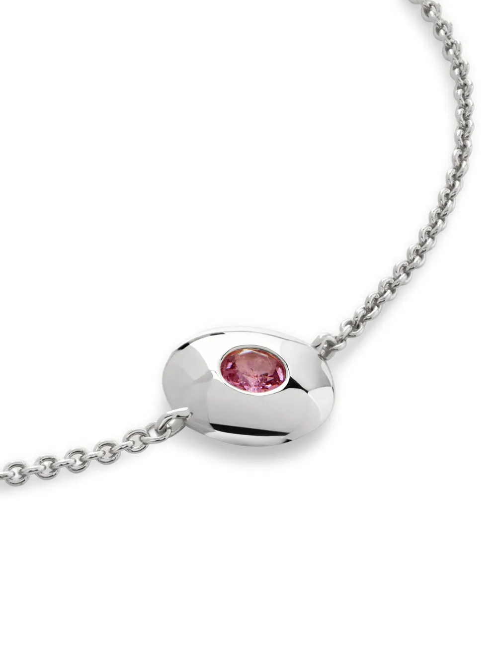 Monica Vinader Sterling Silver October Birthstone Chain Bracelet Pink Tourmaline In Metallic