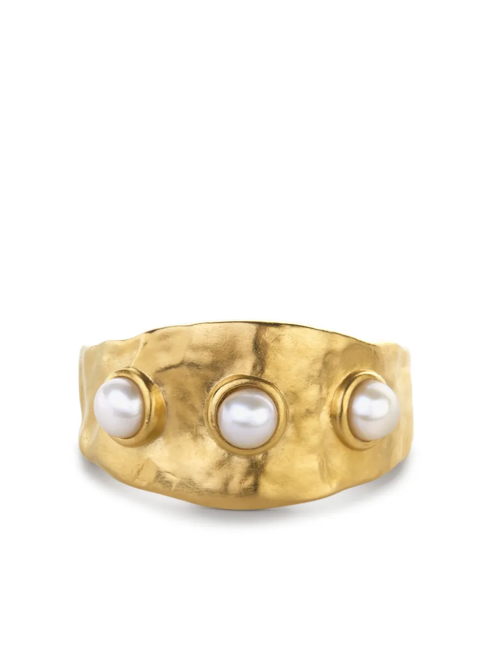 Capri hammered triple-pearl ring
