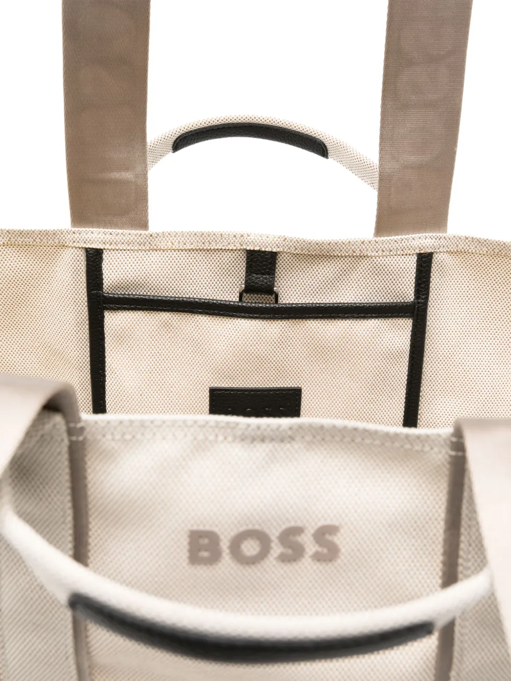 BOSS Shopper met textuur en logo Beige