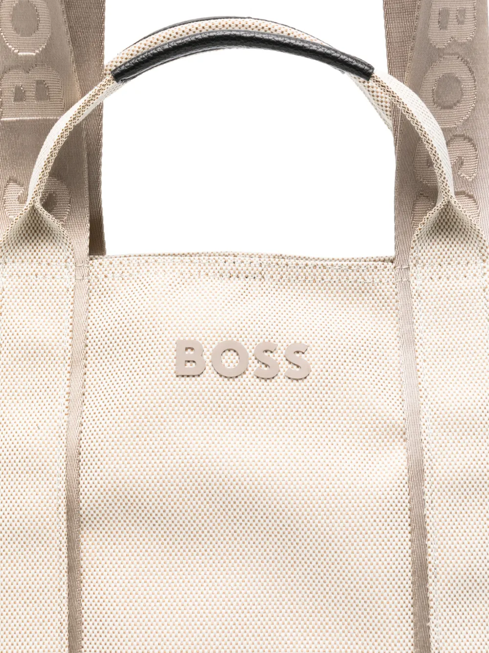 BOSS Shopper met textuur en logo Beige