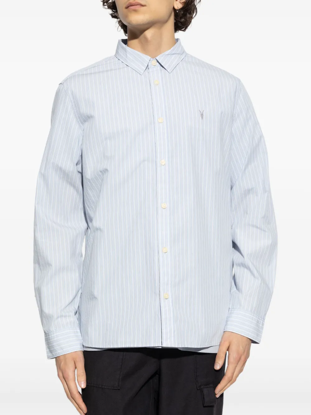 Allsaints Relaxed Fit Button Front Shirt In Blue