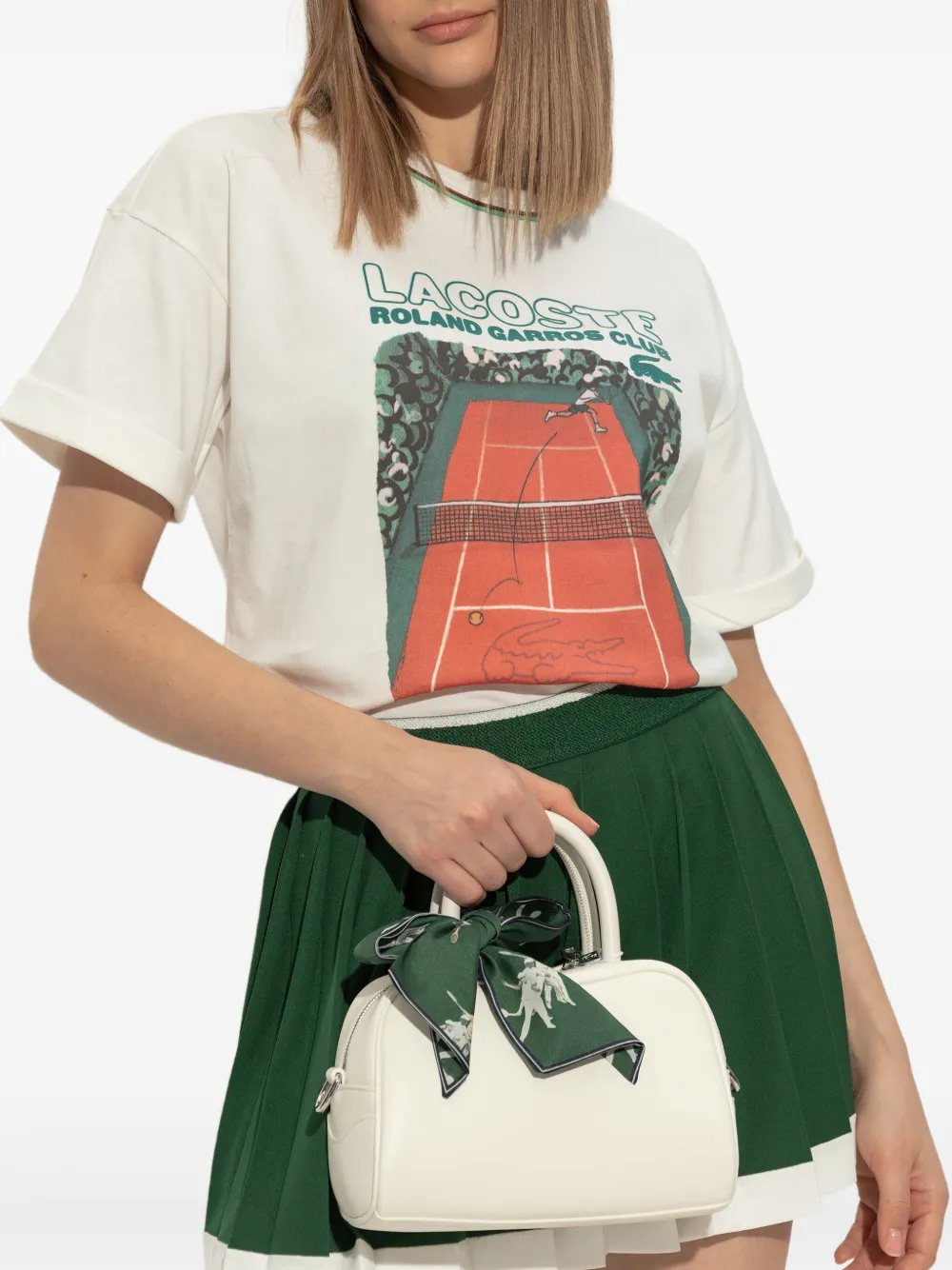 Lacoste Leren shopper met sjaal - Wit