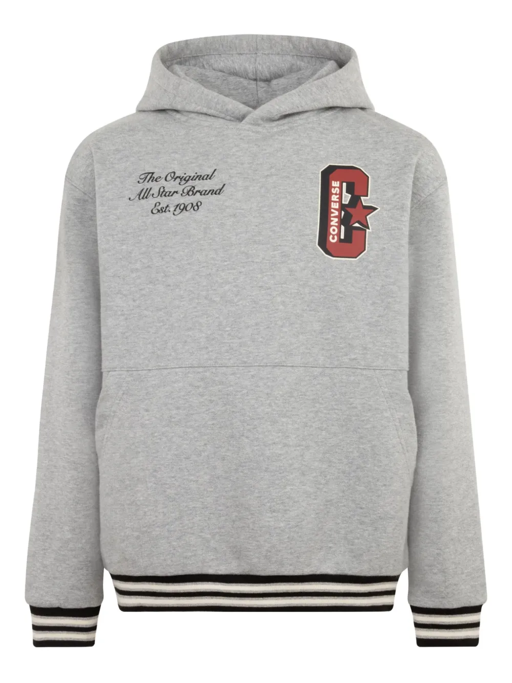 Converse Kids Felpa in cotone con cappuccio e logo - Grigio