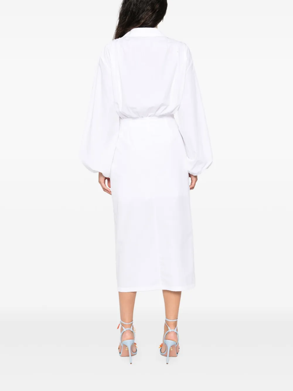 Blumarine Popeline midi-jurk met roosapplicatie Wit