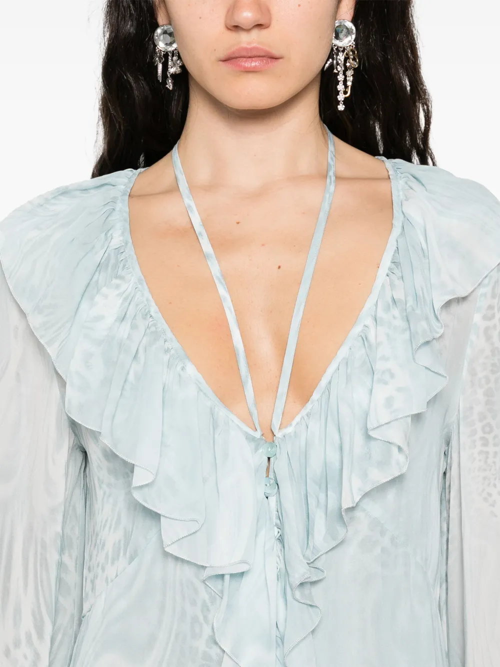 Blumarine Chiffon maxi-jurk met print Blauw
