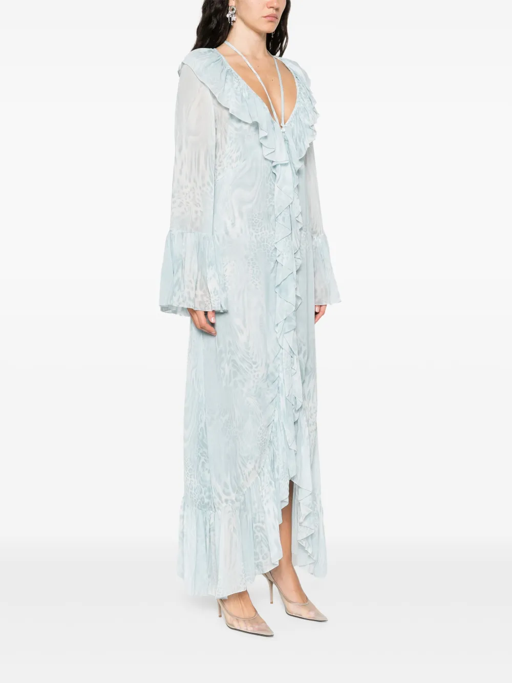 Blumarine Chiffon maxi-jurk met print Blauw