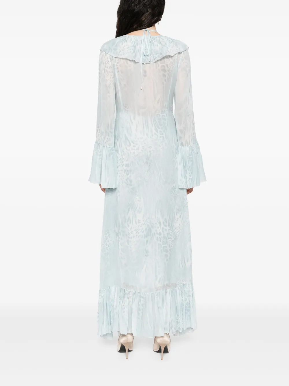 Blumarine Chiffon maxi-jurk met print Blauw
