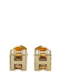 Hermès Pre-Owned 20th Century Gold Plated Enamel Cage dH Push Back Earrings costume earrings - White