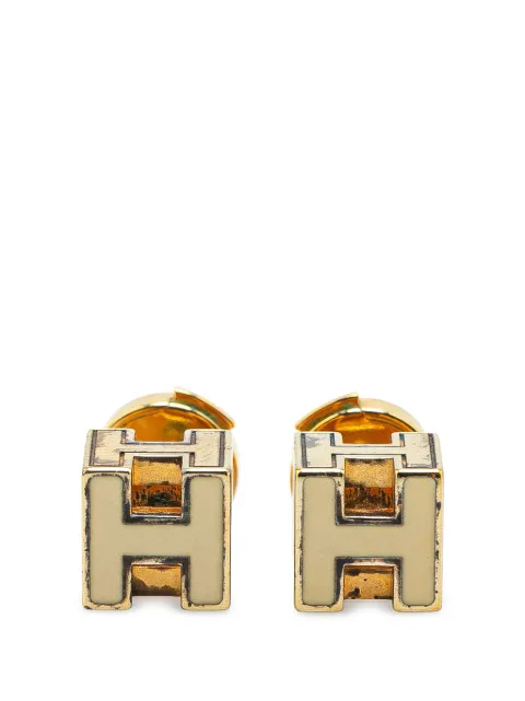 Hermès Pre-Owned 20th Century Gold Plated Enamel Cage dH Push Back Earrings costume earrings