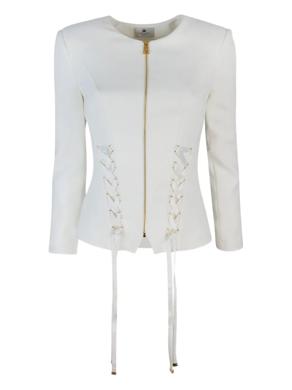 Elisabetta Franchi criss-cross straps fitted jacket | White | Image 1