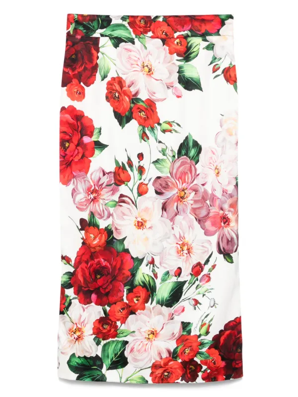 Dolce & Gabbana フローラル ボタン スカート ホワイト Dolce & Gabbana フローラル スカート ホワイト