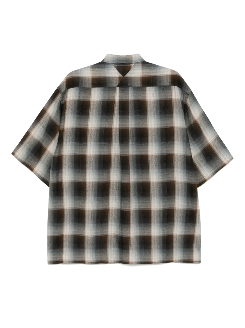 White Mountaineering mid gusset-sleeved checked T-shirt - Grijs