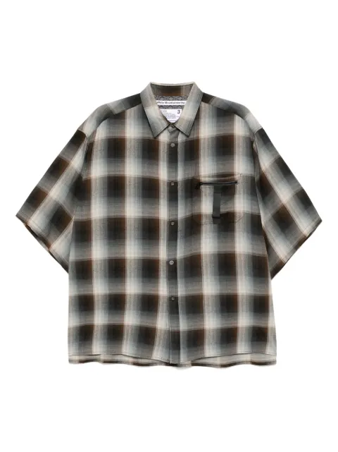 White Mountaineering mid gusset-sleeved checked T-shirt