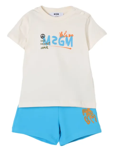MSGM Kids logo-print shorts set