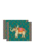 Lisa Corti Elephant Rany Masonite placemats (set of two) - Green