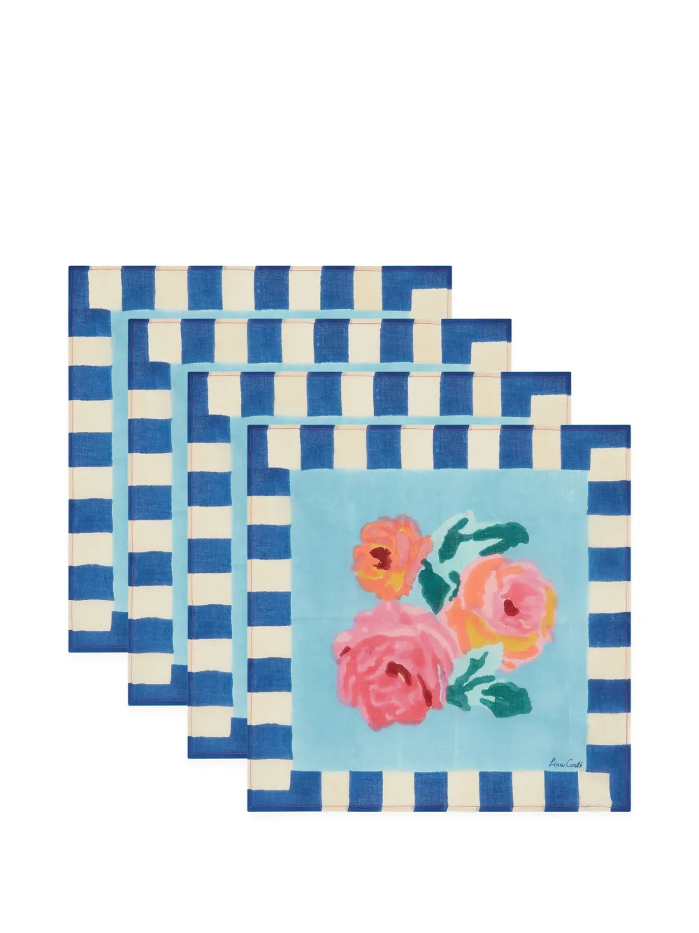 Lisa Corti Nizam Stripes napkins (set of four) | Blue | Image 1