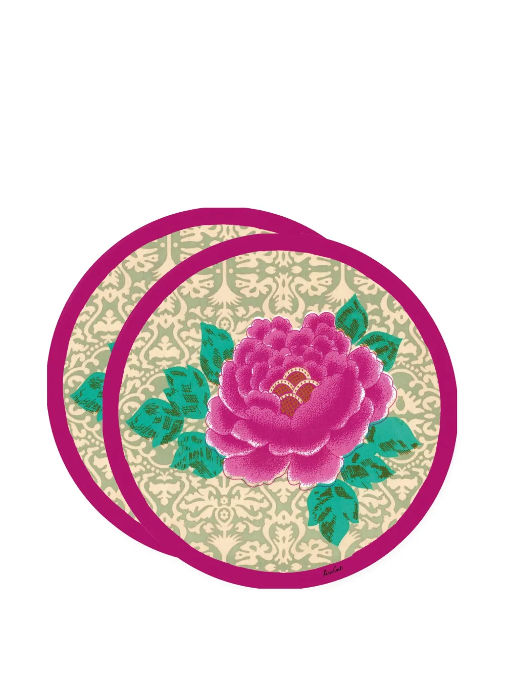 Lisa Corti Table Linens Green Uni In Pink