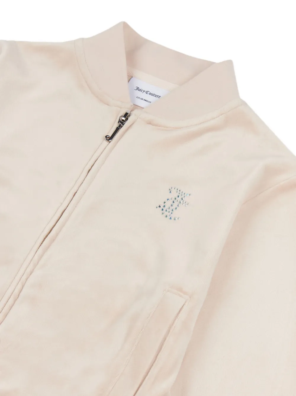 Shop Juicy Couture Rhinestone-embellished Zip-up Sweatshirt