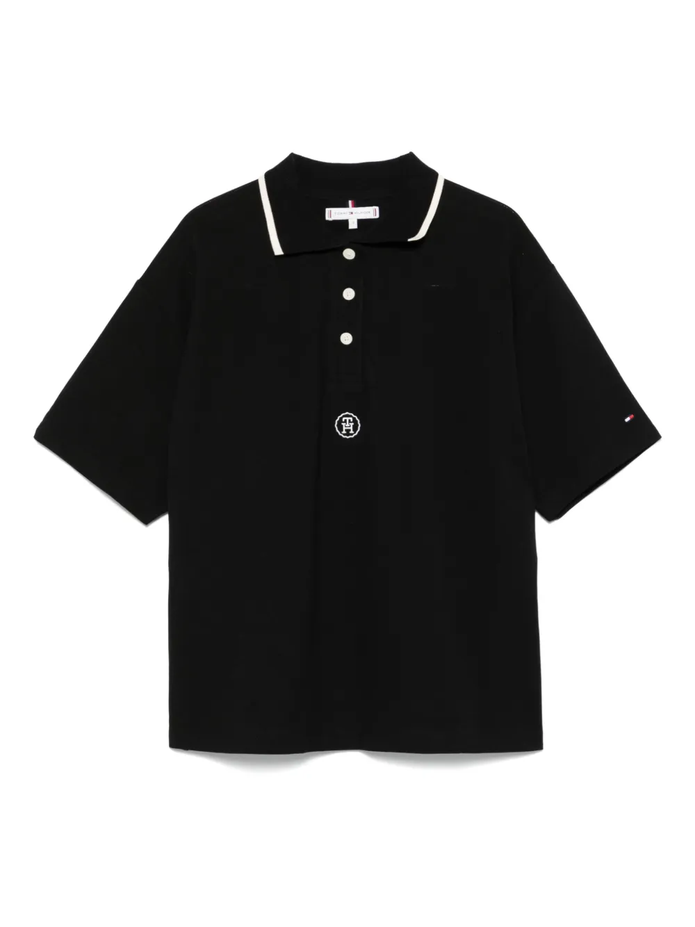 Tommy Hilfiger Logo Polo Top In Black