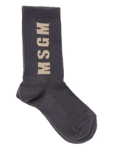 MSGM Kids logo-intarsia socks