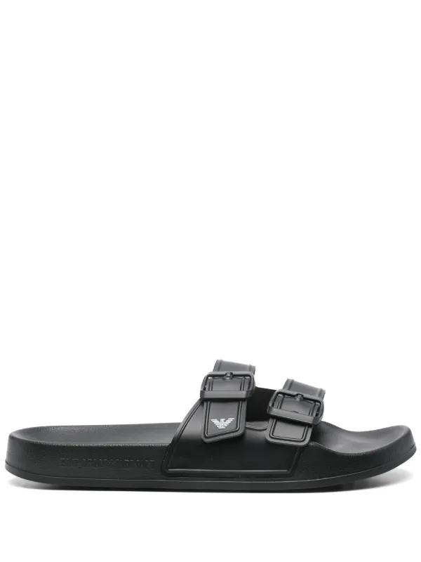 Emporio Armani ロゴ サンダル | ブラック | FARFETCH JP