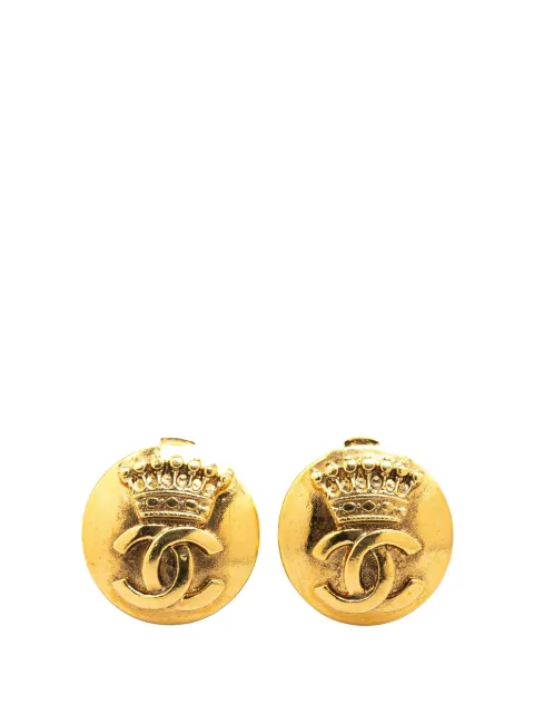 CHANEL Pre-Owned 1996 vergoldete CC Crown Ohrclips