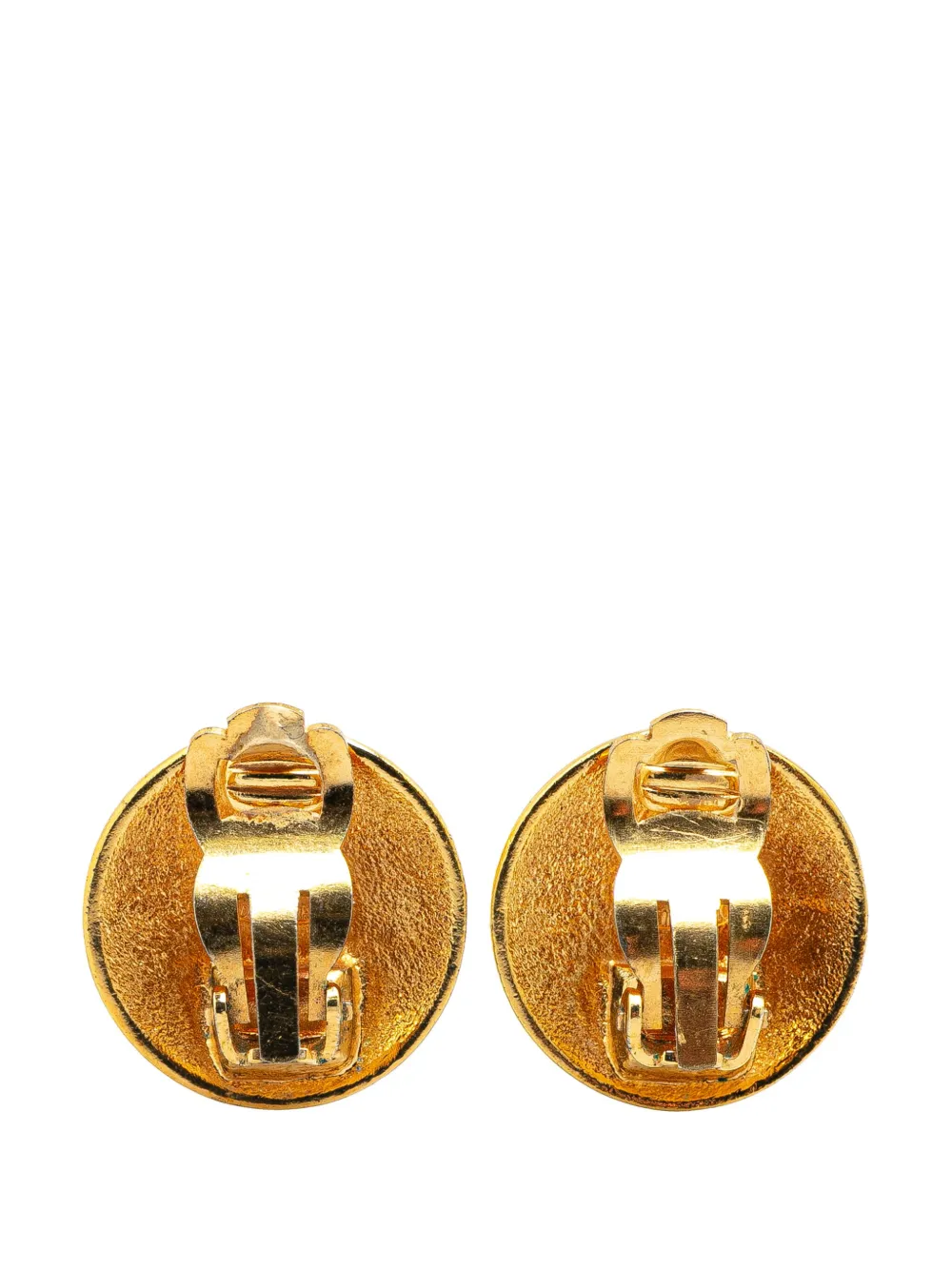 CHANEL Pre-Owned 1996 Gold Plated CC Crown Clip On Earrings costume earrings | Image 2