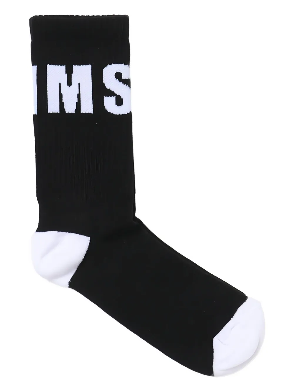 Msgm Logo-intarsia Socks In Black
