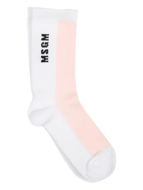 MSGM Kids logo-intarsia socks