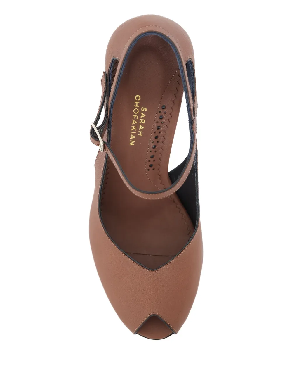 Sarah Chofakian 75mm Navy pumps Brown