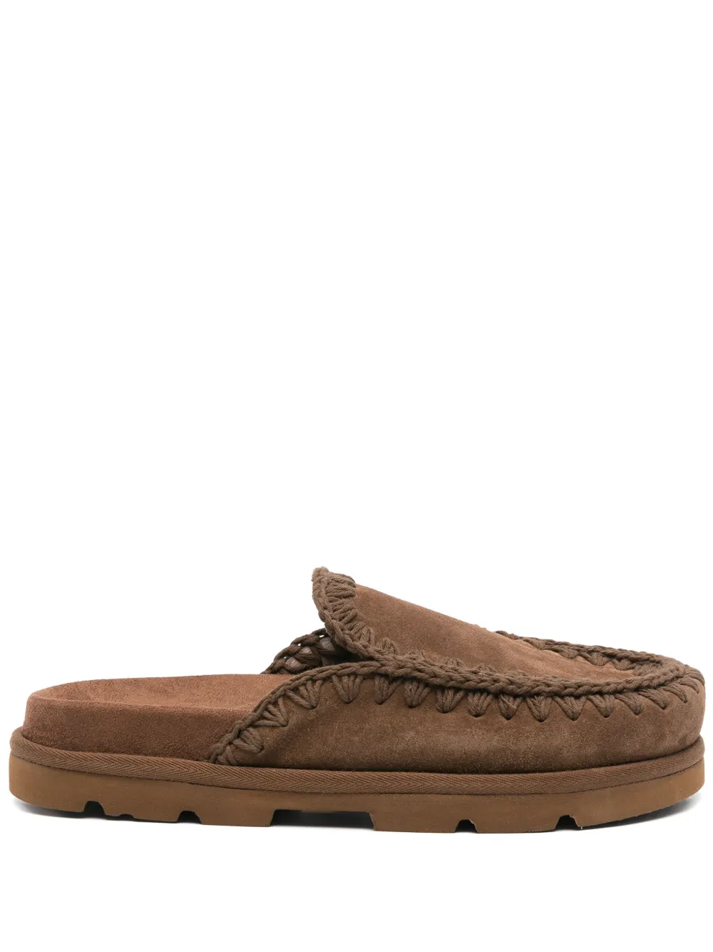 Mou decorative-stitching mules Brown