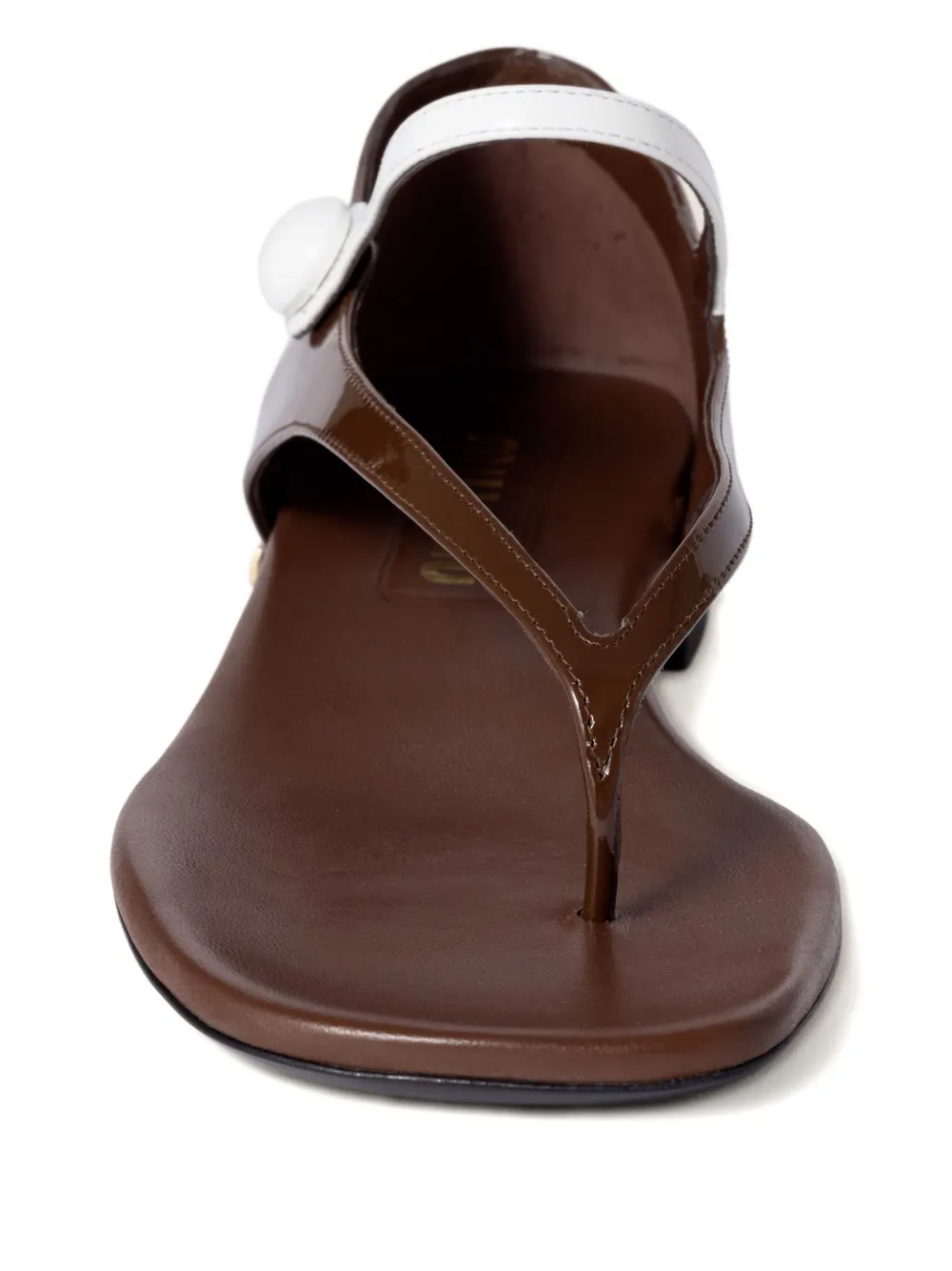 Miu Lakleren sandalen Bruin