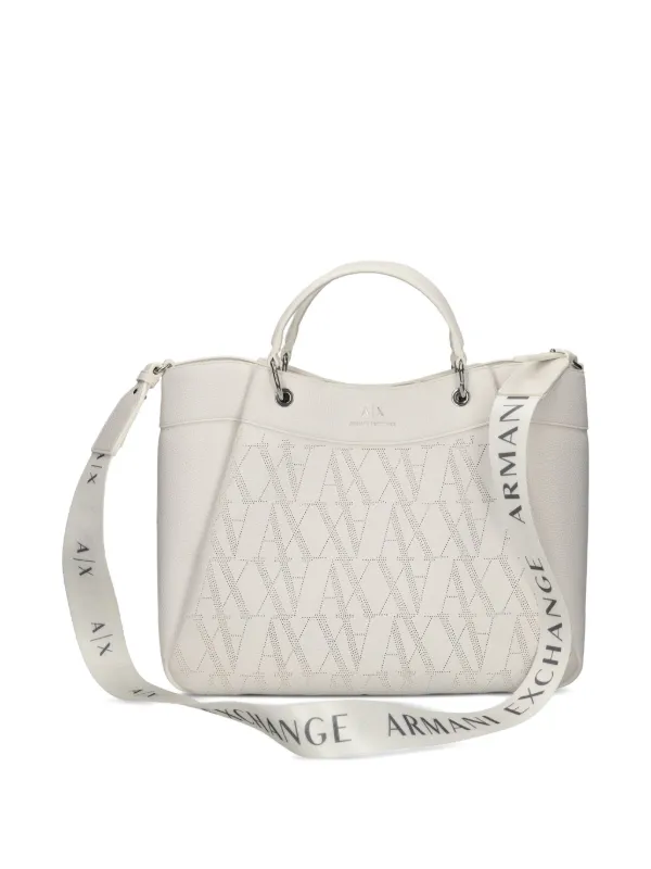 Armani Exchange モノグラム ハンドバッグ | ホワイト | FARFETCH JP ARMANI EXCHANGE AX ホワイト ハンドバッグ